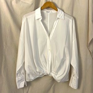 Stateside white poplin twist bottom shirt